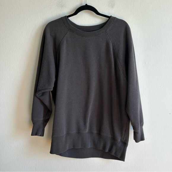 Aerie Sz S Dark Grey Cotton Blend Relaxed Crew Neck Sweater - Picture 1 of 10